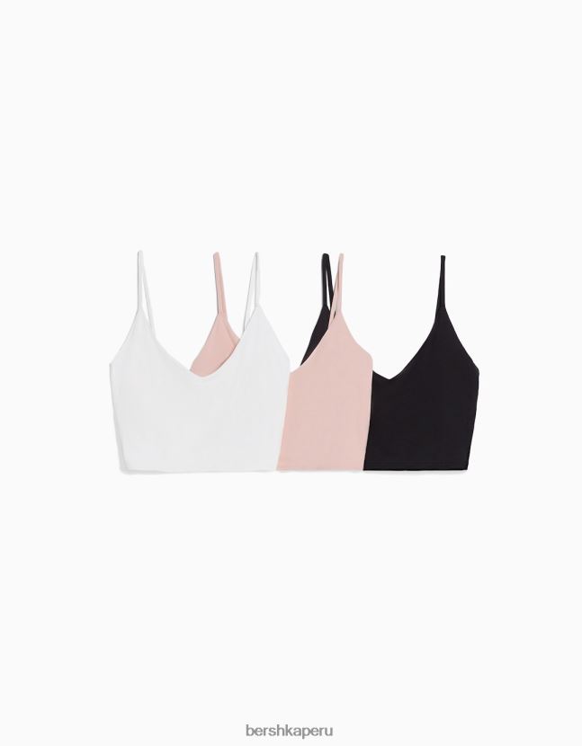 multicolor Bershka unisexo pack de 3 crop tops de tiras 806J6B3774