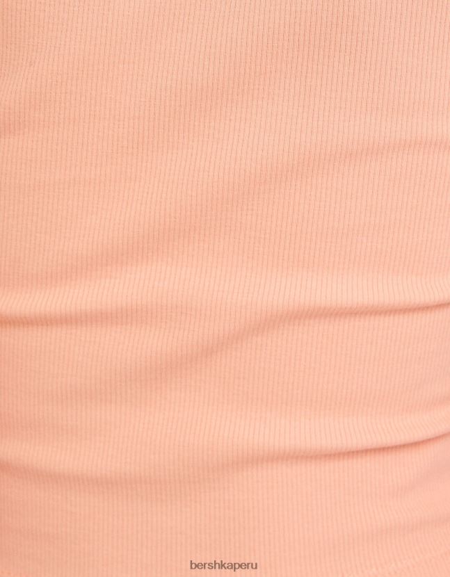 naranja Bershka unisexo camiseta de canalé manga corta 806J6B3747