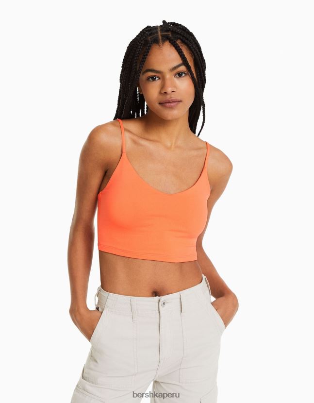 naranja Bershka unisexo top corto con tiras 806J6B3758