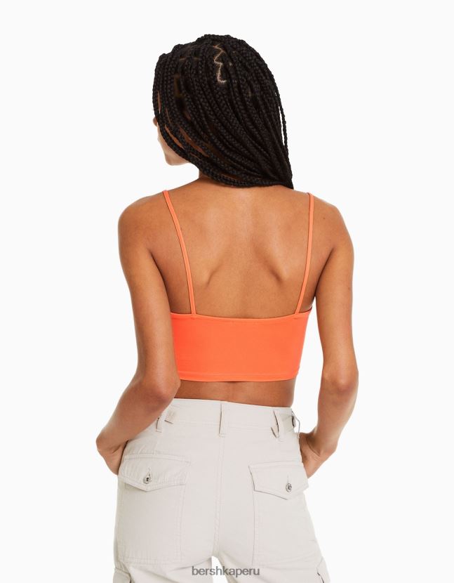 naranja Bershka unisexo top corto con tiras 806J6B3758