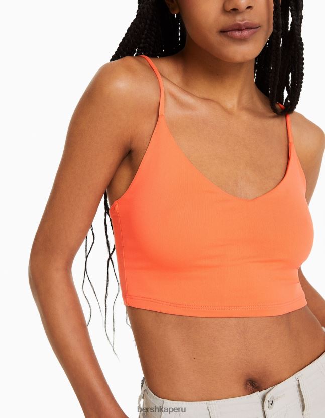 naranja Bershka unisexo top corto con tiras 806J6B3758
