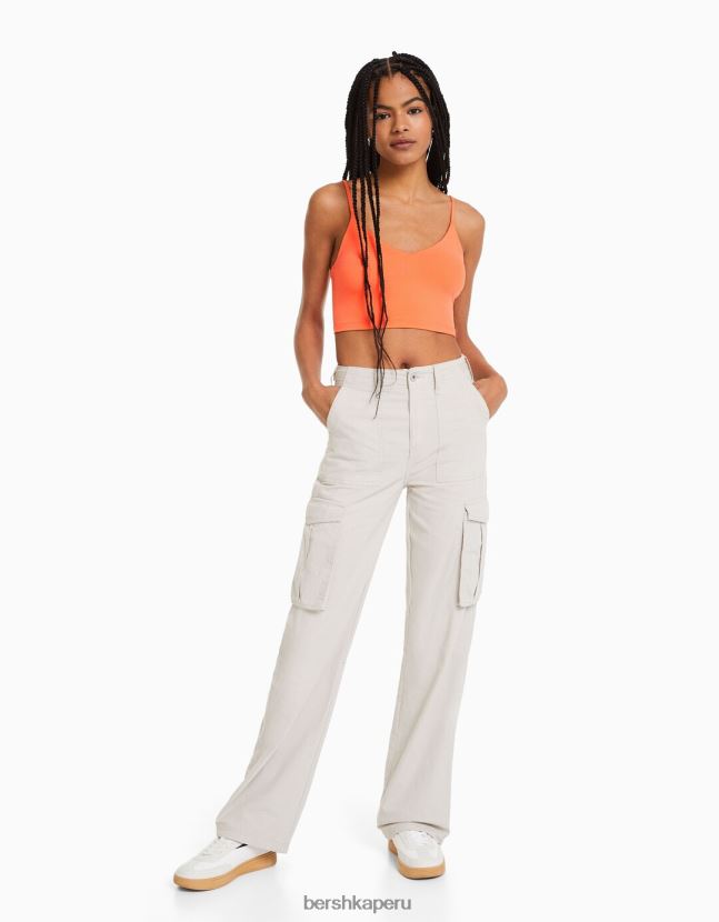 naranja Bershka unisexo top corto con tiras 806J6B3758