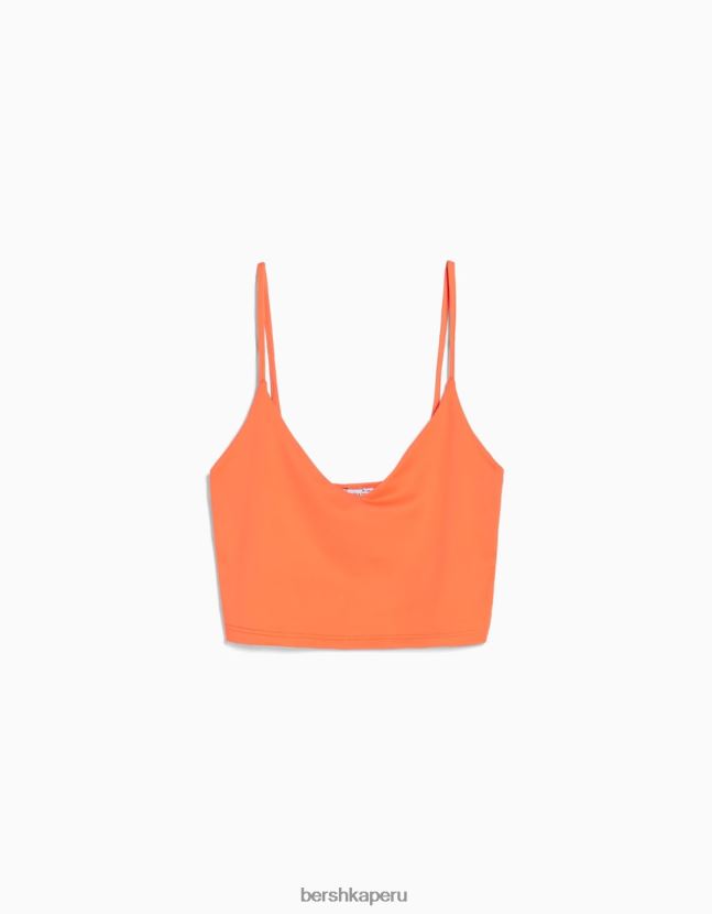 naranja Bershka unisexo top corto con tiras 806J6B3758