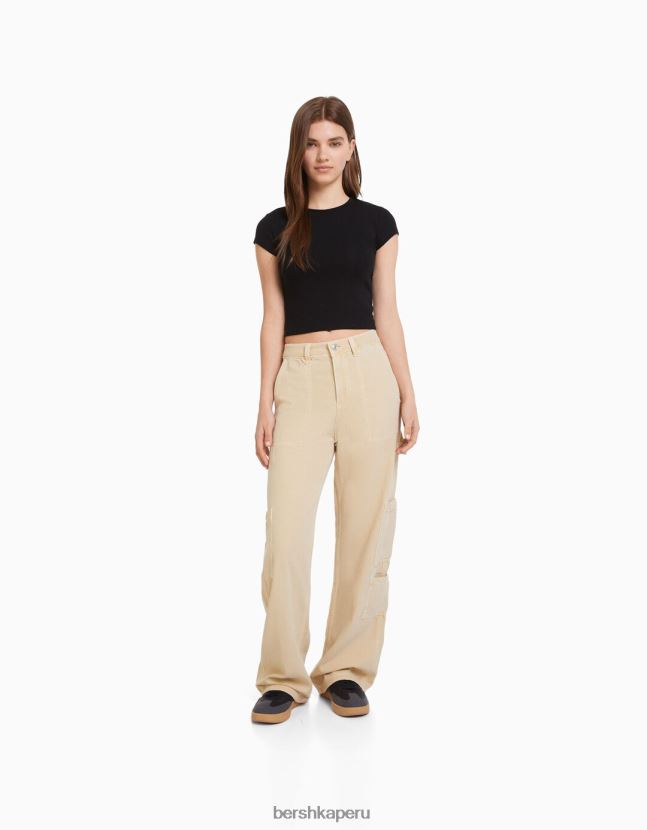negro Bershka unisexo camiseta de canalé manga corta 806J6B3722