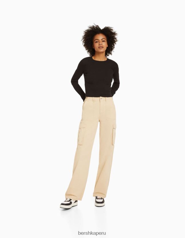 negro Bershka unisexo camiseta de manga larga de canalé 806J6B3863