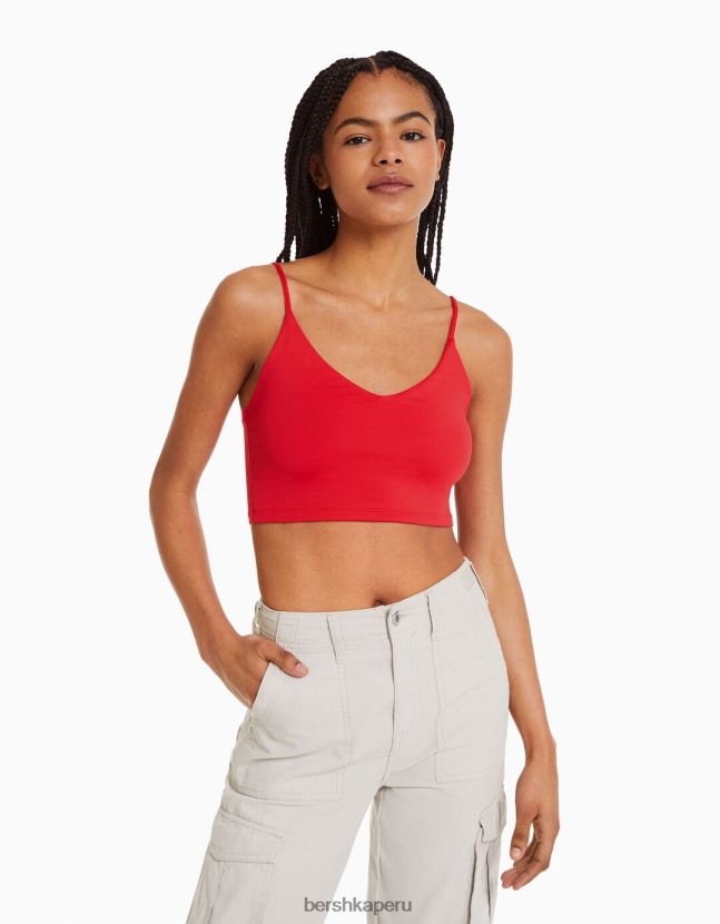 rojo Bershka unisexo top corto con tiras 806J6B3759