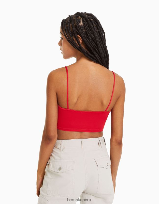 rojo Bershka unisexo top corto con tiras 806J6B3759