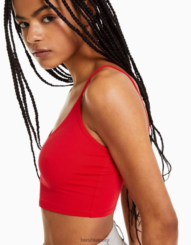 rojo Bershka unisexo top corto con tiras 806J6B3759