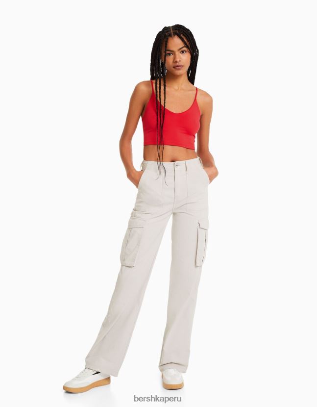 rojo Bershka unisexo top corto con tiras 806J6B3759