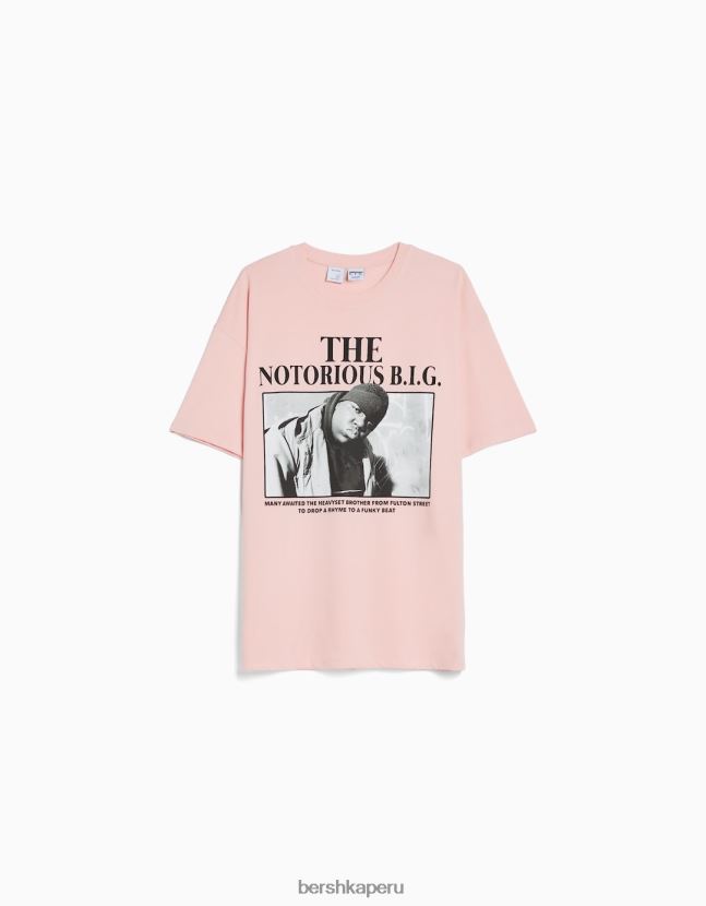 rosa Bershka unisexo el notorio gran playera manga corta estampada 806J6B3836