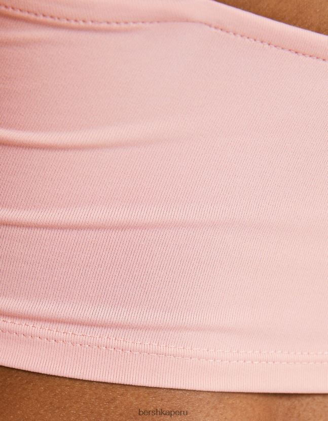 rosa Bershka unisexo top corto con tiras 806J6B3757
