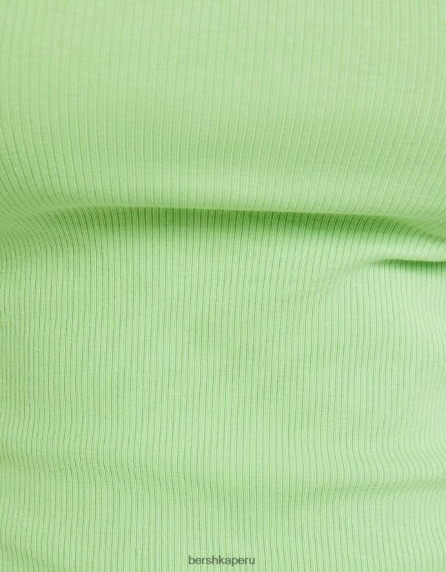 verde Bershka unisexo camiseta de canalé manga corta 806J6B3745