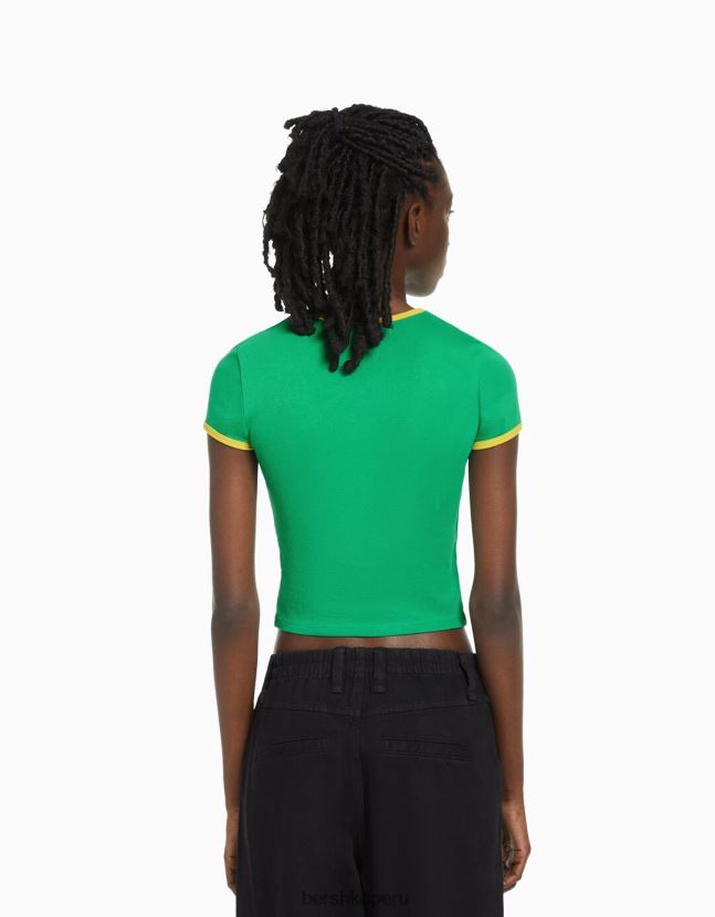 verde Bershka unisexo camiseta de manga corta con estampado 806J6B3733