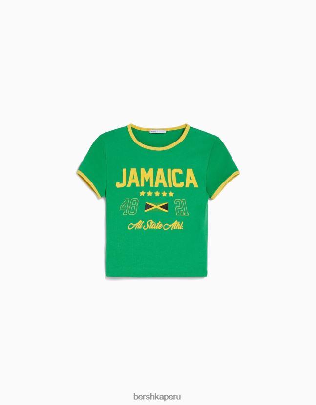 verde Bershka unisexo camiseta de manga corta con estampado 806J6B3733