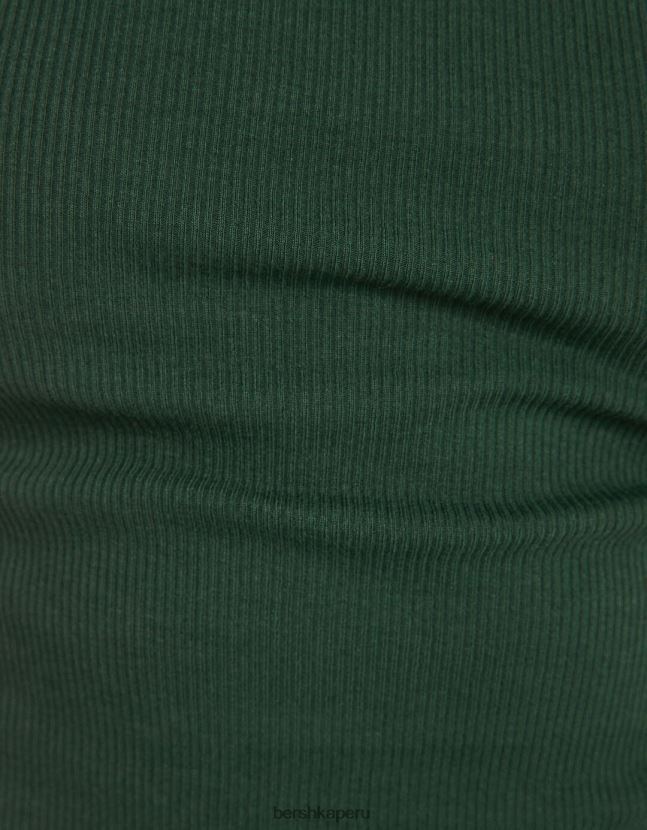 verde Bershka unisexo camiseta de manga larga de canalé 806J6B3864