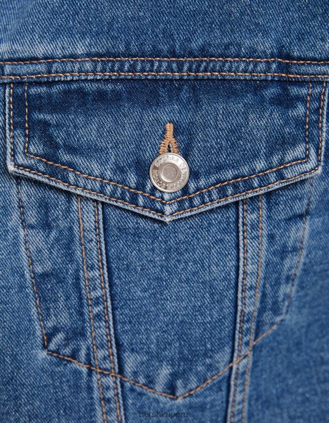 azul Bershka unisexo chamarra de mezclilla corta 806J6B4152