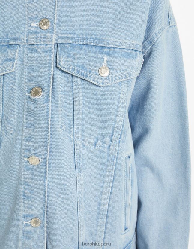 azul claro Bershka unisexo chamarra de mezclilla oversize 806J6B4159