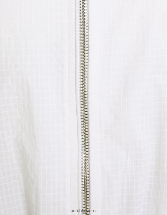 blanco Bershka unisexo chamarra corta de nailon ripstop texturizado 806J6B4158