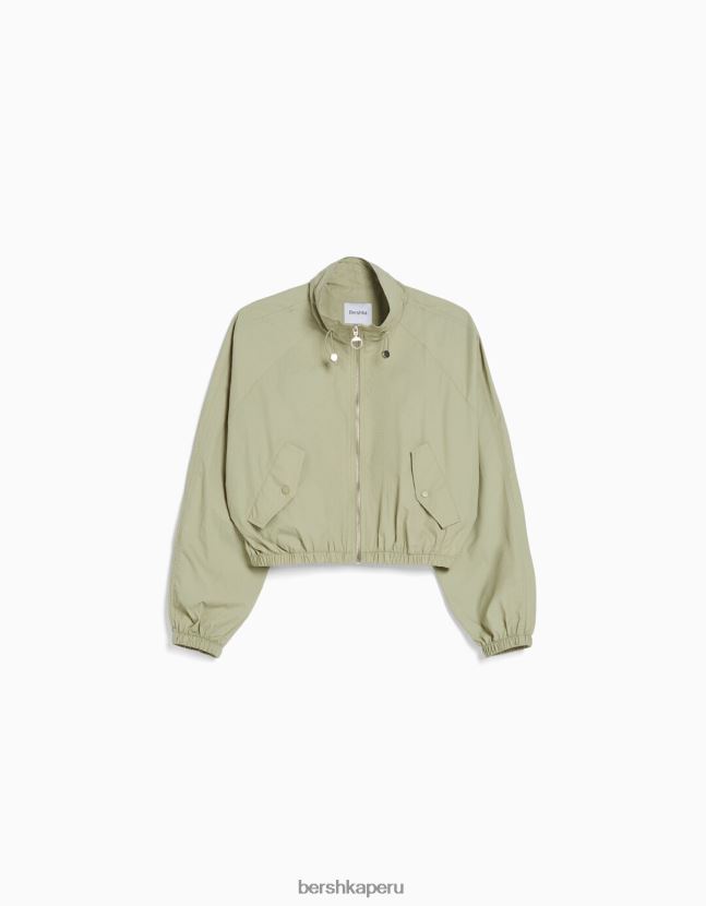 caqui Bershka unisexo chamarra corta de nailon ripstop texturizado 806J6B4157