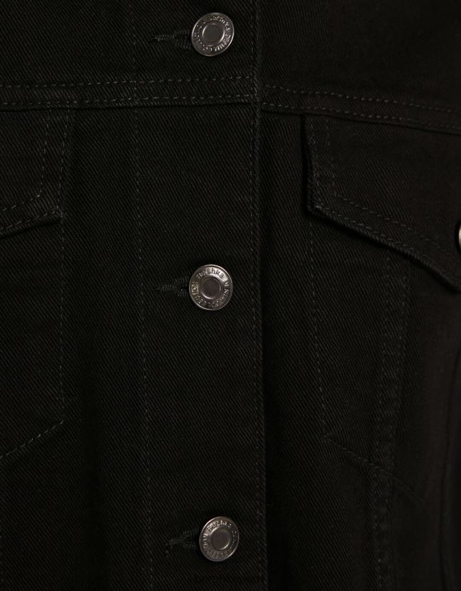 negro Bershka unisexo chamarra de mezclilla corta 806J6B4153