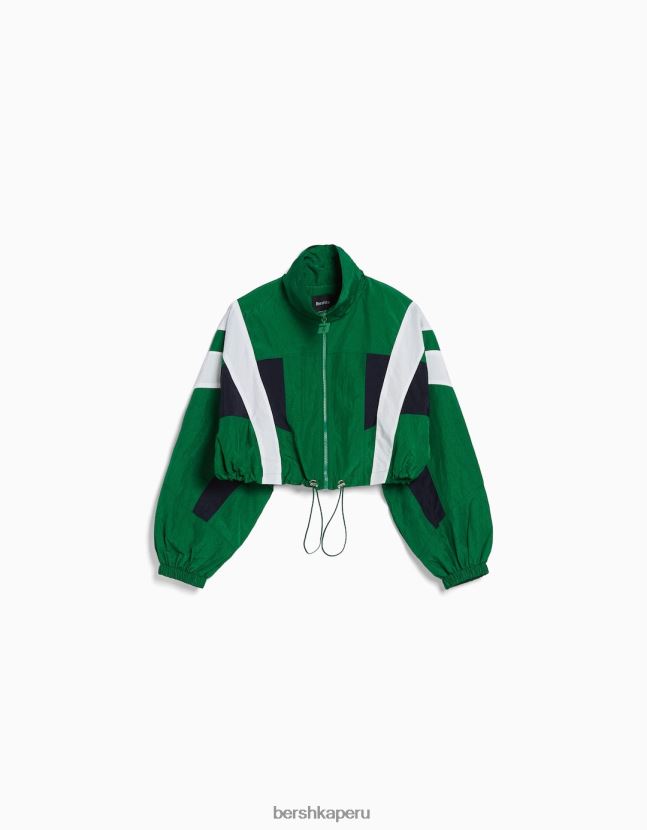 verde Bershka unisexo chamarra corta de nailon con diseño colour block 806J6B4150