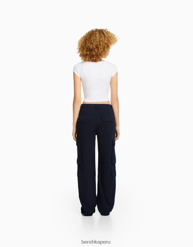 Armada Bershka unisexo pantalones cargo de sarga ajustables con múltiples bolsillos 806J6B3877