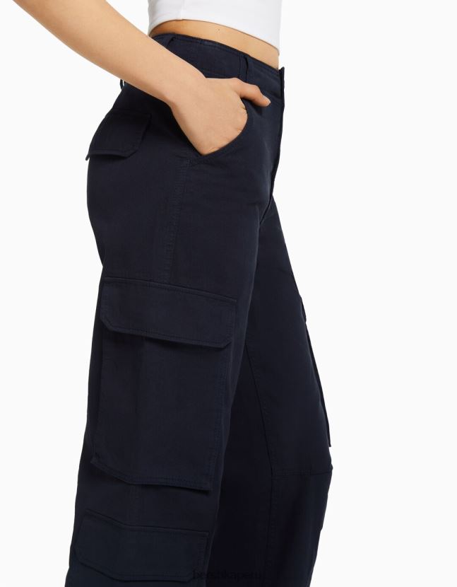 Armada Bershka unisexo pantalones cargo de sarga ajustables con múltiples bolsillos 806J6B3877