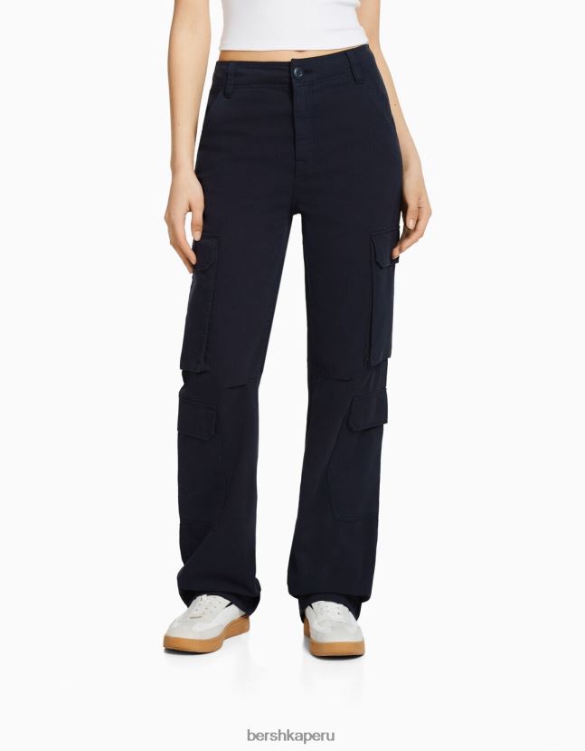 Armada Bershka unisexo pantalones cargo de sarga ajustables con múltiples bolsillos 806J6B3877