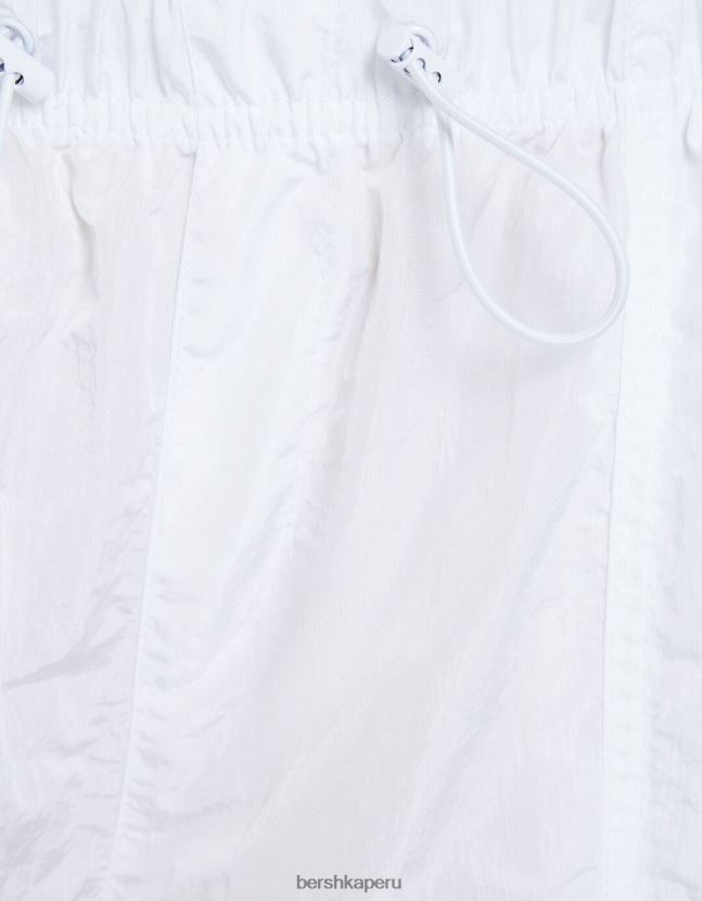 blanco Bershka unisexo pantalones de paracaídas de nailon 806J6B3893