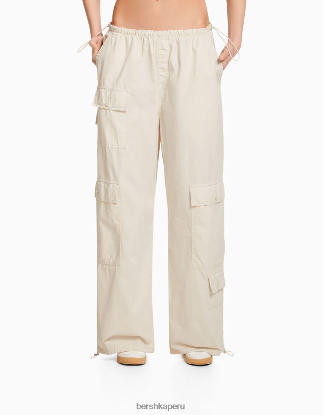 blanquecino Bershka unisexo pantalones de paracaídas de carga 806J6B3901