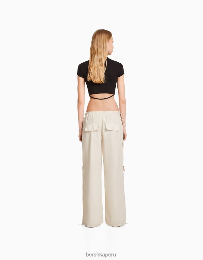 blanquecino Bershka unisexo pantalones de paracaídas de carga 806J6B3901