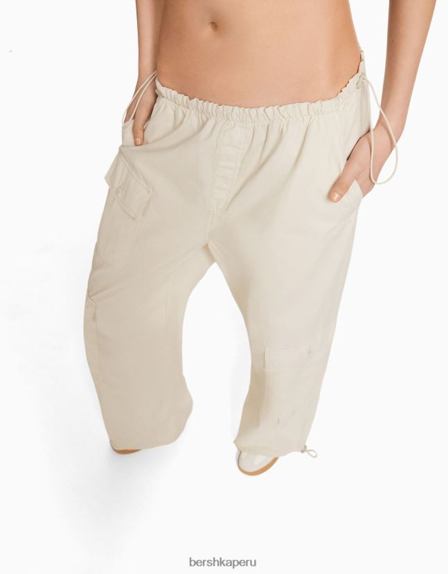blanquecino Bershka unisexo pantalones de paracaídas de carga 806J6B3901