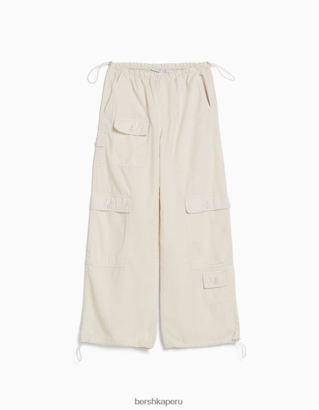 blanquecino Bershka unisexo pantalones de paracaídas de carga 806J6B3901