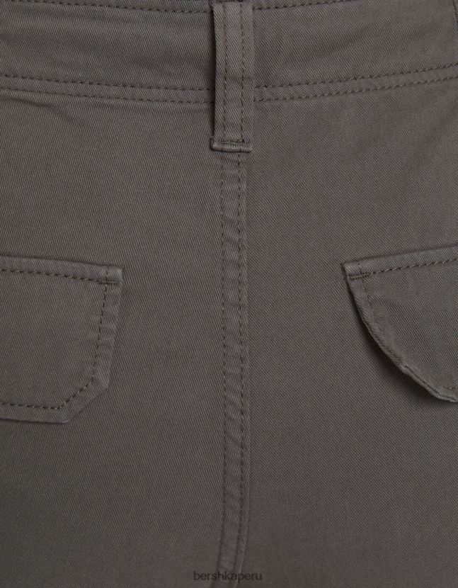 gris oscuro Bershka unisexo pantalones cargo de sarga ajustables con múltiples bolsillos 806J6B3874