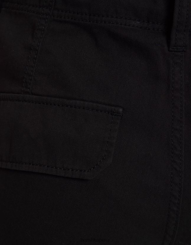 negro Bershka unisexo pantalones cargo de sarga ajustables con múltiples bolsillos 806J6B3876
