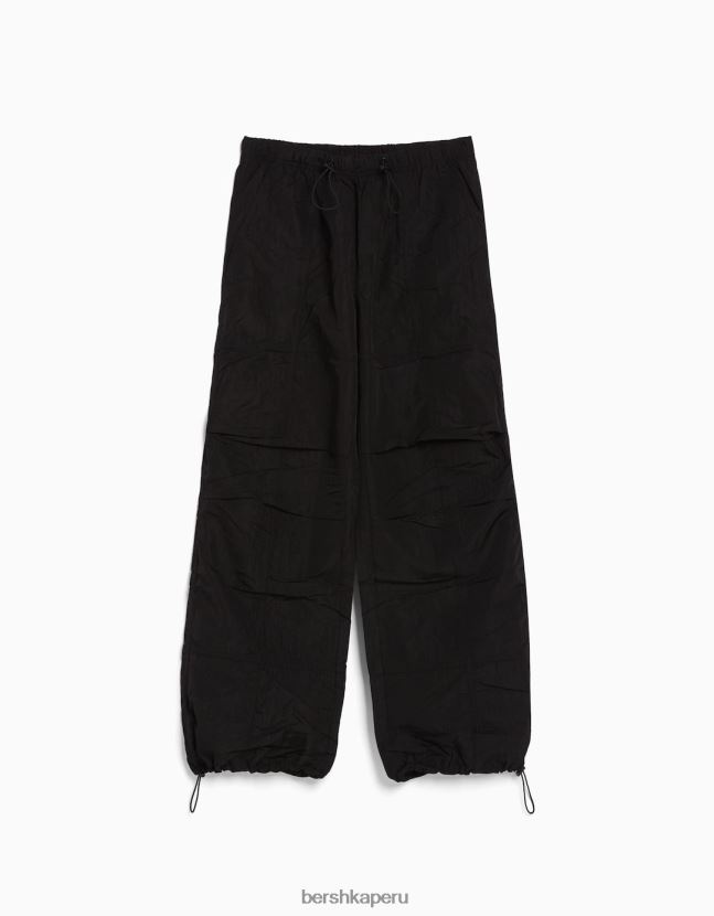 negro Bershka unisexo pantalones de paracaídas de nailon 806J6B3896