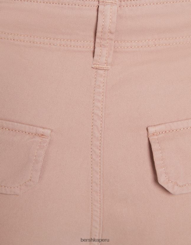 rosa Bershka unisexo pantalones cargo de sarga ajustables con múltiples bolsillos 806J6B3873