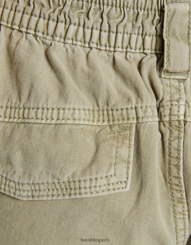 verde Bershka unisexo joggers de algodón con cintura fruncida y bolsillos 806J6B3892