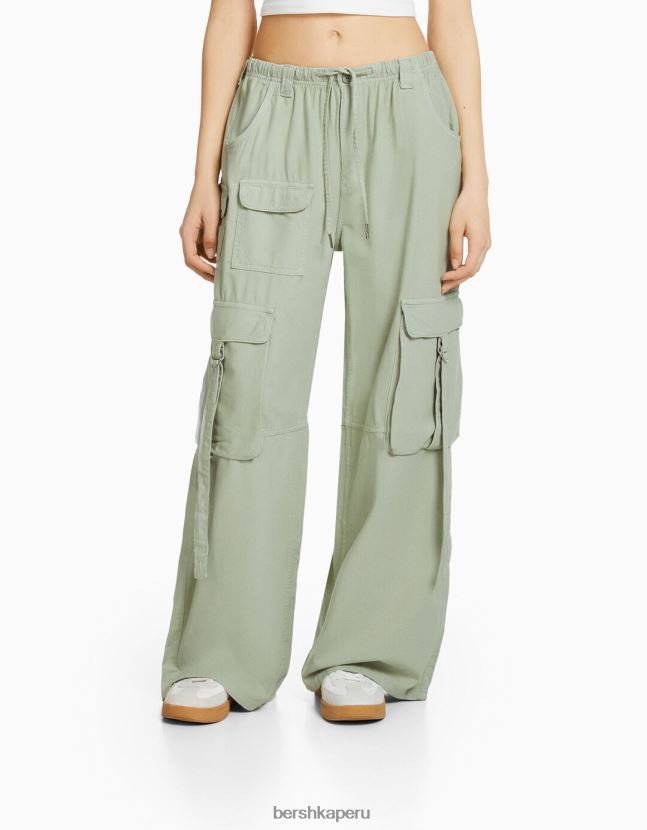 verde Bershka unisexo pantalones cargo de pulpo rústico 806J6B3887
