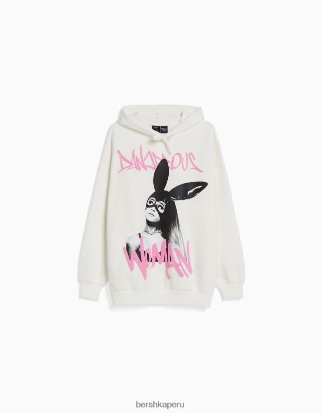 blanquecino Bershka unisexo sudadera con capucha y estampado de ariana grande 806J6B4124