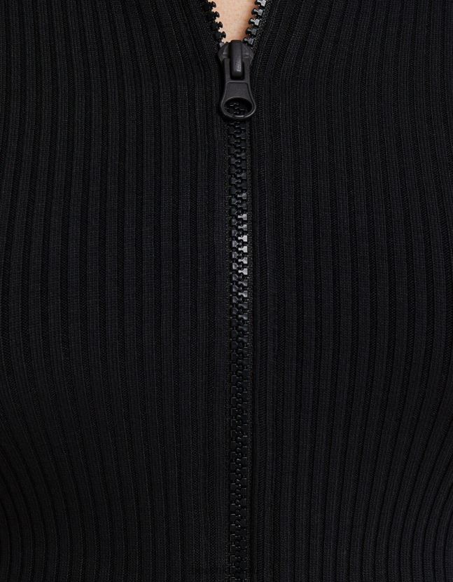 gris oscuro Bershka unisexo cárdigan corto con cuello alto y cremallera 806J6B4122