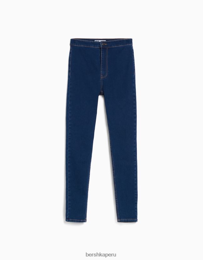 azul Bershka unisexo leggins de mezclilla con tiro superalto 806J6B3934