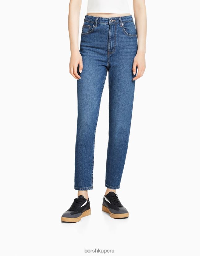 azul Bershka unisexo vaqueros mom slim de corte cómodo 806J6B3918