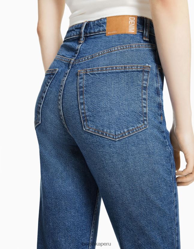 azul Bershka unisexo vaqueros mom slim de corte cómodo 806J6B3918