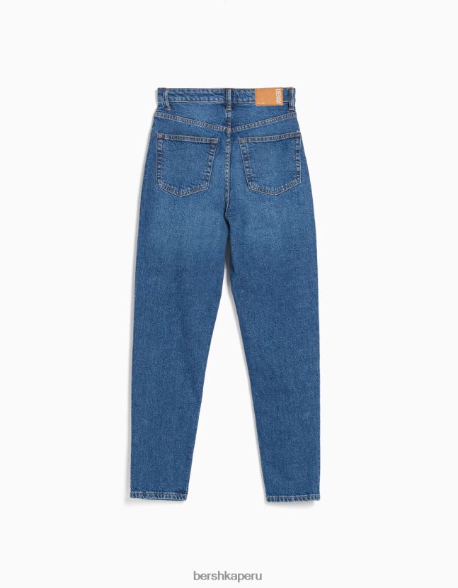 azul Bershka unisexo vaqueros mom slim de corte cómodo 806J6B3918