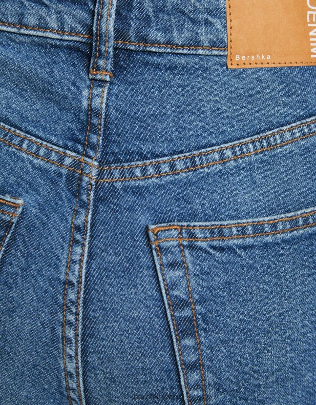 azul Bershka unisexo vaqueros mom slim de corte cómodo 806J6B3918