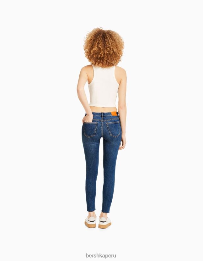 azul Bershka unisexo vaqueros pitillo vintage de tiro bajo 806J6B3974