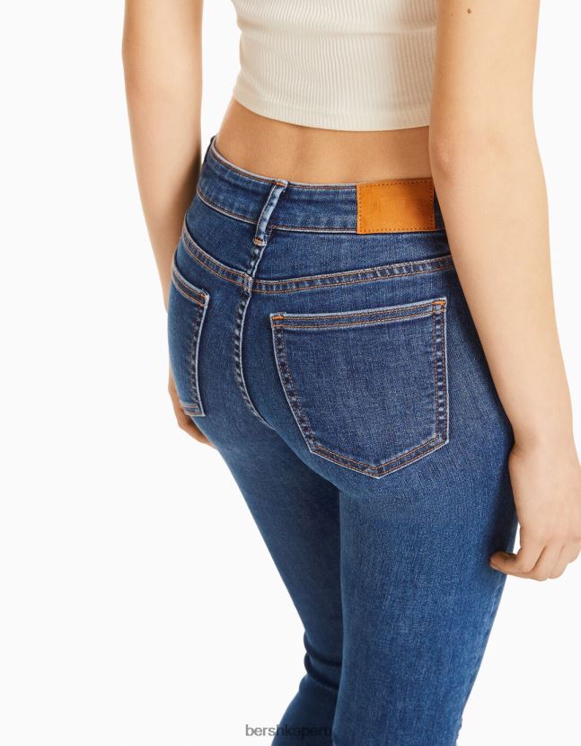 azul Bershka unisexo vaqueros pitillo vintage de tiro bajo 806J6B3974
