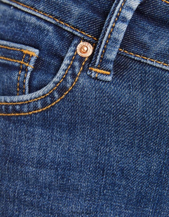 azul Bershka unisexo vaqueros pitillo vintage de tiro bajo 806J6B3974