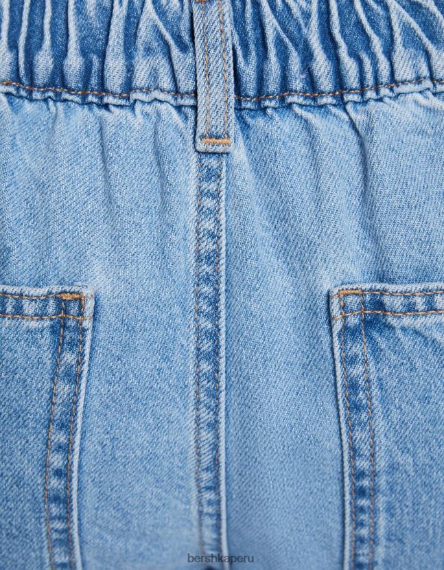 azul claro Bershka unisexo Jeans 90s con cinturilla elástica y bolsillo 806J6B3964